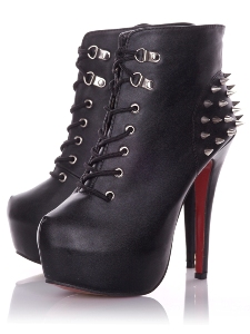 Black Matt Ankle Boots With Spike Detail 